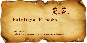 Reininger Piroska névjegykártya